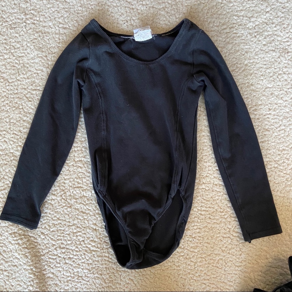 Girls M Black Longsleeve Leotard